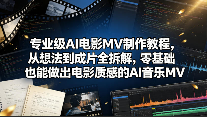 专业级AI电影MV制作教程,从想法到成片全拆解,零基础也能做出电影质感的AI音乐MV-副业网