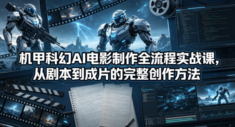 机甲科幻AI电影制作全流程实战课,从剧本到成片的完整创作方法-副业网