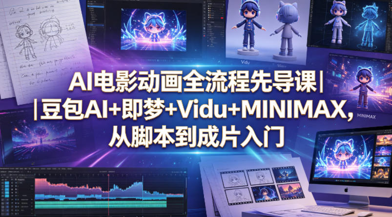 AI电影动画全流程先导课|豆包AI+即梦+Vidu+MINIMAX,从脚本到成片入门-副业网