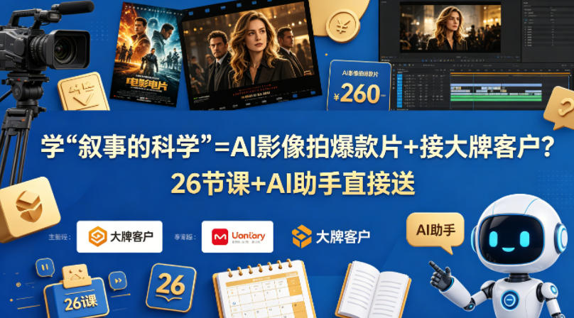 学《叙事的科学》=AI影像拍爆款片+接大牌客户?26节课+AI助手直接送【原创双语字幕】-副业网