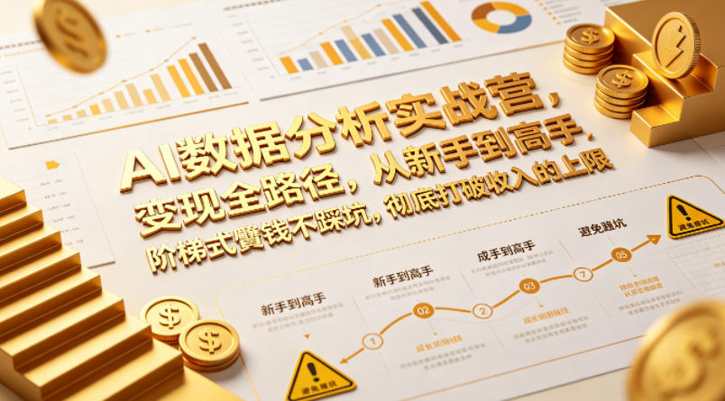 AI数据分析实战营,变现全路径,从新手到高手,阶梯式賺钱不踩坑,彻底打破收入的上限-副业网