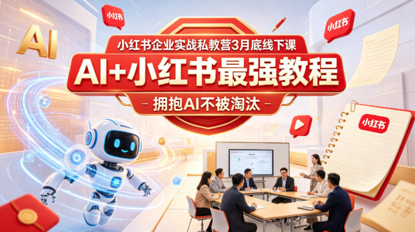 小红书企业实战私教营3月底线下课,AI+小红书最强教程,拥抱AI不被淘汰-副业网