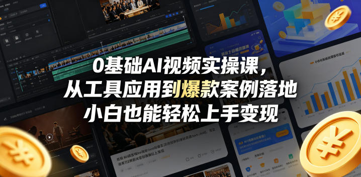 0基础AI视频实操课,从工具应用到爆款案例落地,小白也能轻松上手变现-副业网