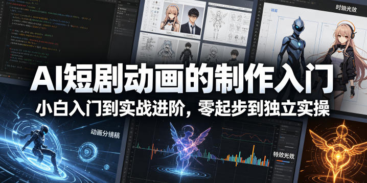 AI短剧动画的制作入门,小白入门到实战进阶,零起步到独立实操-副业网