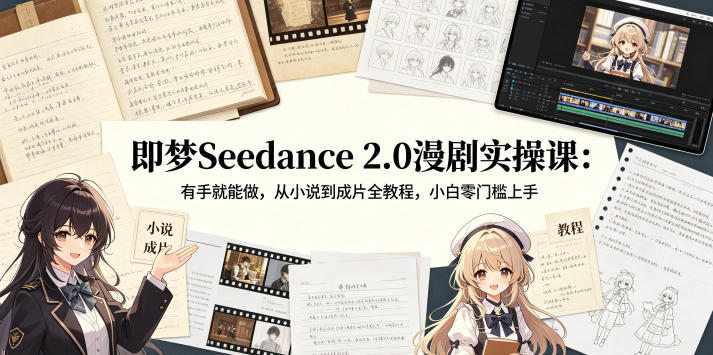 即梦Seedance 2.0漫剧实操课:有手就能做,从小说到成片全教程,小白零门槛上手-副业网