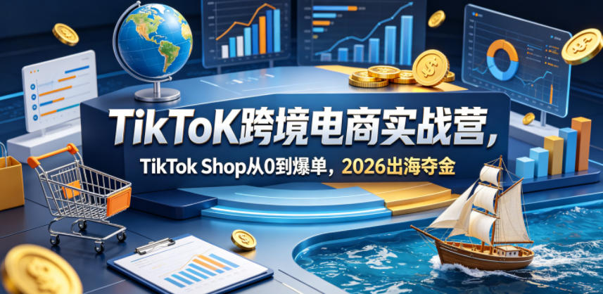 TikToK跨境电商实战营,TikTok Shop从0到爆单,2026出海夺金-副业网