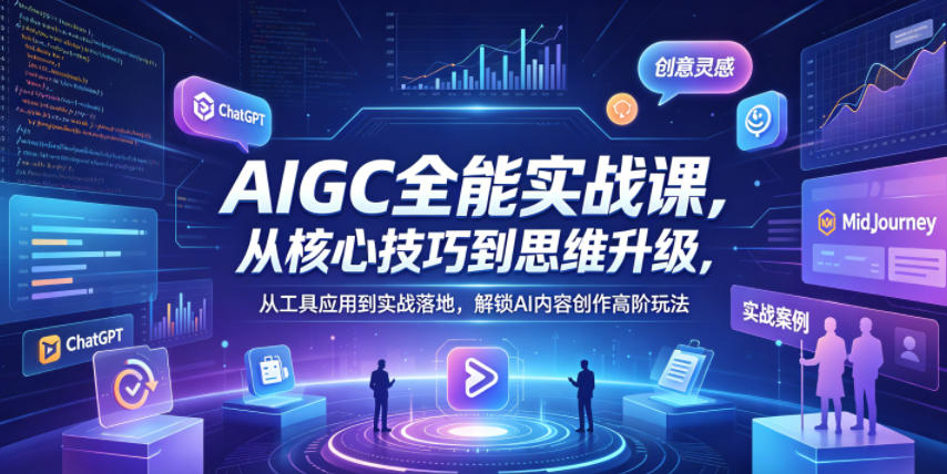 AIGC全能实战课,从核心技巧到思维升级,从工具应用到实战落地,解锁AI内容创作高阶玩法-副业网