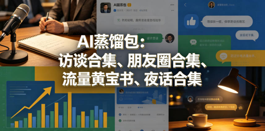AI蒸馏包:访谈合集、朋友圈合集、流量黄宝书、夜话合集【文档】-副业网