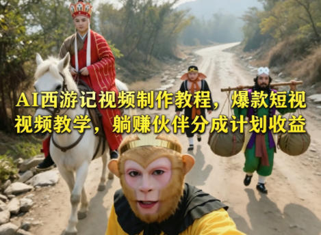 AI西游记视频制作教程,爆款短视频教学,躺賺伙伴分成计划收益-副业网