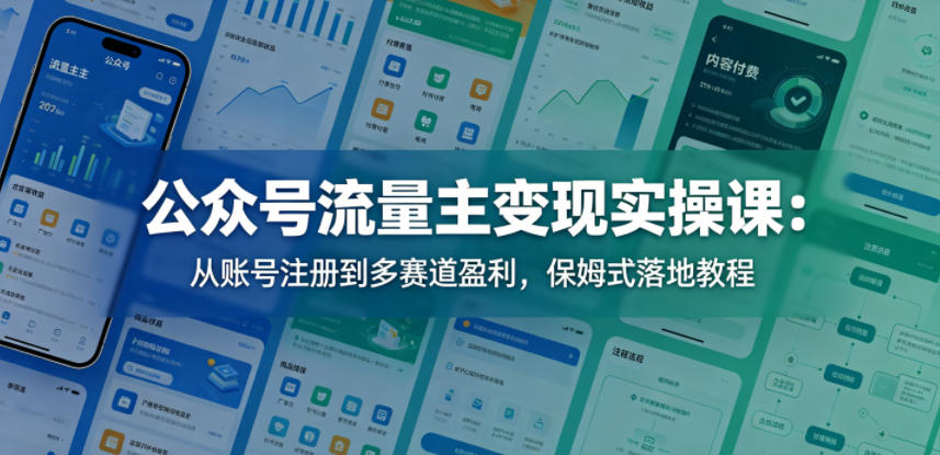 公众号流量主变现实操课:从账号注册到多赛道盈利,保姆式落地教程-副业网