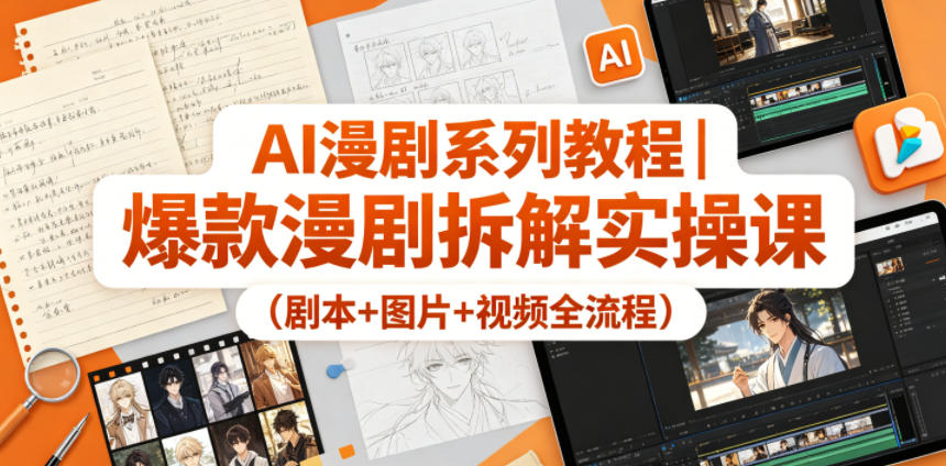 AI漫剧系列教程|爆款漫剧拆解实操课(剧本+图片+视频全流程)-副业网