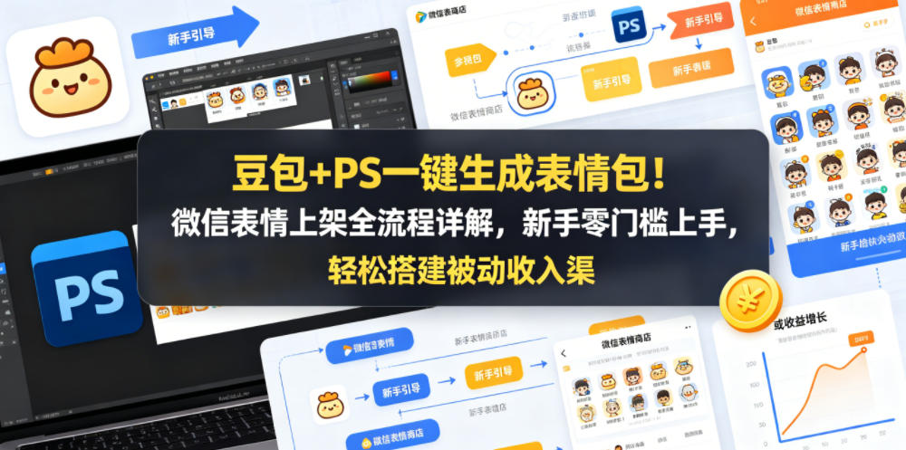豆包+PS一键生成表情包!微信表情上架全流程详解,新手零门槛上手,轻松搭建被动收入渠道-副业网
