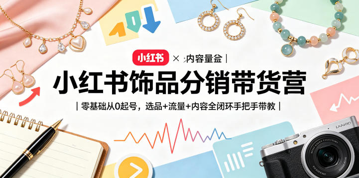 小红书饰品分销带货营|零基础从0起号,选品+流量+内容全闭环手把手带教-副业网