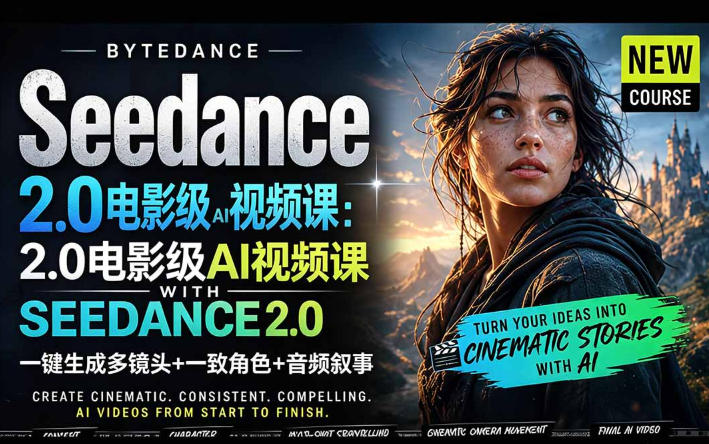 字节跳动的Seedance 2.0 AI电影视频生成制作教程,一键生成多镜头+一致角色+音频叙事-中英字幕-副业网