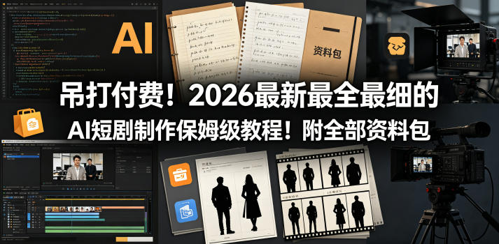 吊打付费!2026最新最全最细的AI短剧制作保姆级教程!附全部资料包-副业网