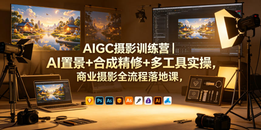 AIGC摄影训练营|AI置景+合成精修+多工具实操,商业摄影全流程落地课-副业网