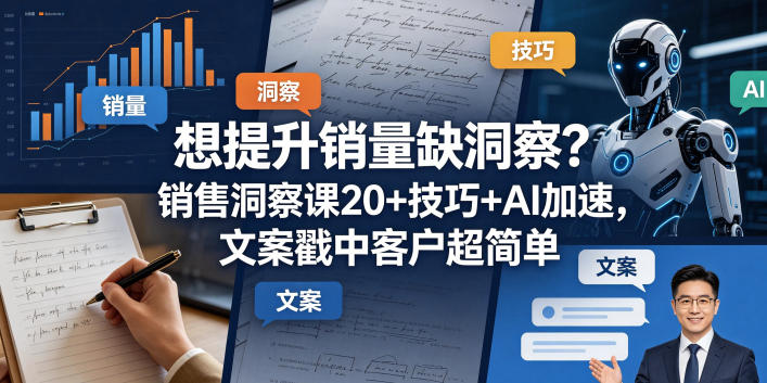 想提升销量缺洞察?销售洞察课20+技巧+AI加速,文案戳中客户超简单【原创双语字幕】-副业网