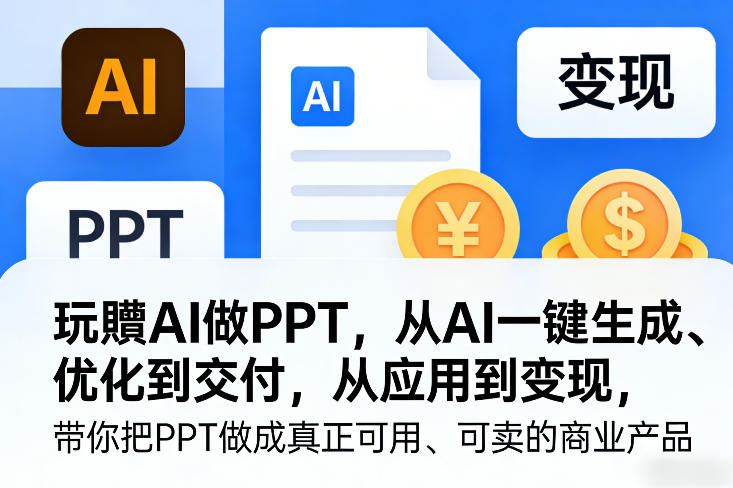 玩賺AI做PPT,从AI一键生成、优化到交付,从应用到变现,带你把PPT做成真正可用、可卖的商业产品(更新0513)-副业网