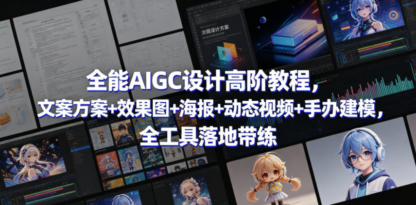 全能AIGC设计高阶教程,文案方案+效果图+海报+动态视频+手办建模,全工具落地带练-副业网