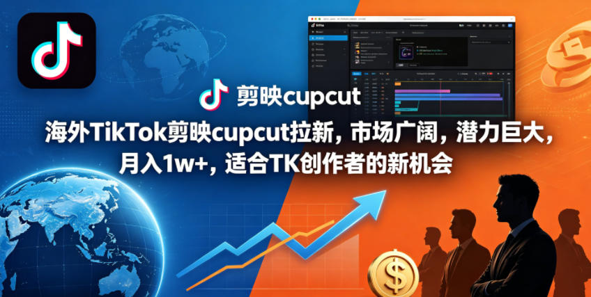 海外TikTok剪映cupcut拉新,市场广阔,潜力巨大,月入1w+,适合TK创作者的新机会-副业网