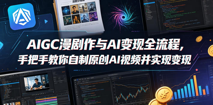 AIGC漫剧创作与AI变现全流程,手把手教你自制原创AI视频并实现变现-副业网