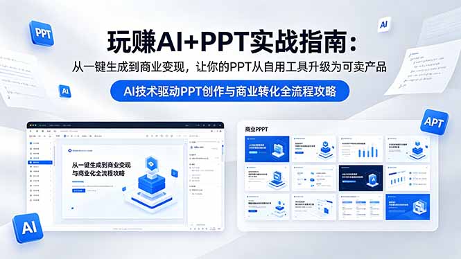 玩赚AI+PPT实战指南-更新5月13:从一键生成到商业变现,让你的PPT从自用工具升级为可卖产品-副业网
