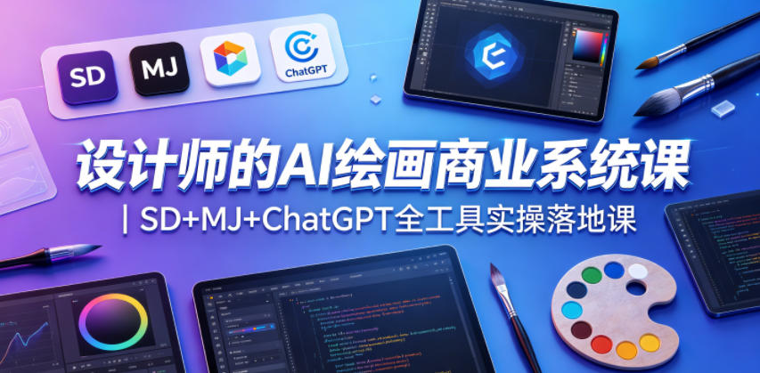 设计师的AI绘画商业系统课｜SD+MJ+ChatGPT全工具实操落地课-副业网
