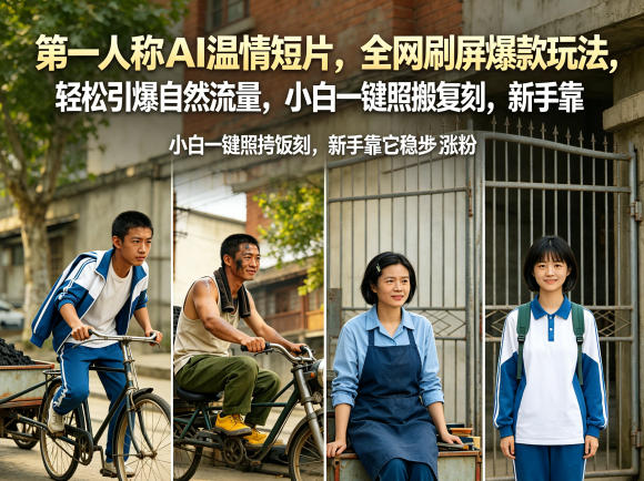 第一人称AI温情短片，全网刷屏爆款玩法，轻松引爆自然流量，小白一键照搬复刻，新手靠它稳步涨粉-副业网
