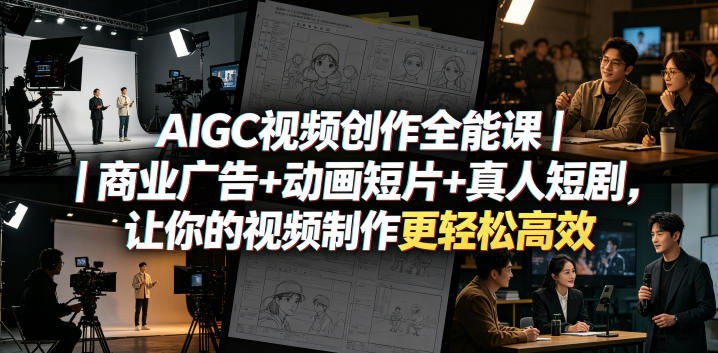 AIGC视频创作全能课|商业广告+动画短片+真人短剧,让你的视频制作更轻松高效-副业网