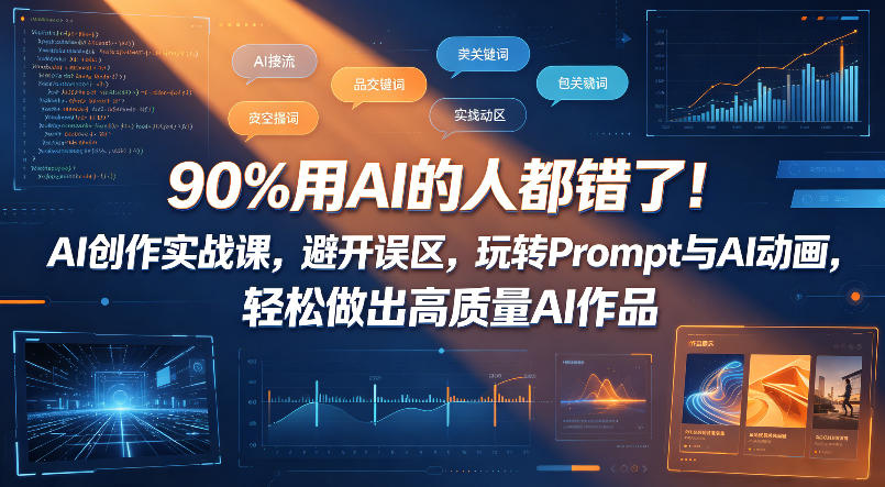 90%用AI的人都错了！AI创作实战课，避开误区，玩转Prompt与AI动画，轻松做出高质量AI作品-副业网