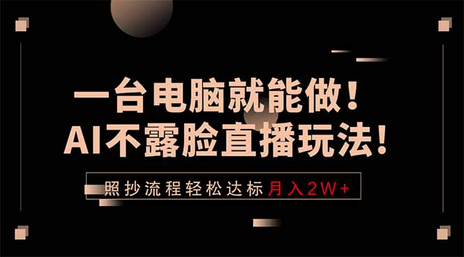 一台电脑就能做！AI不露脸直播玩法，照抄流程轻松达标月入2W+-副业网