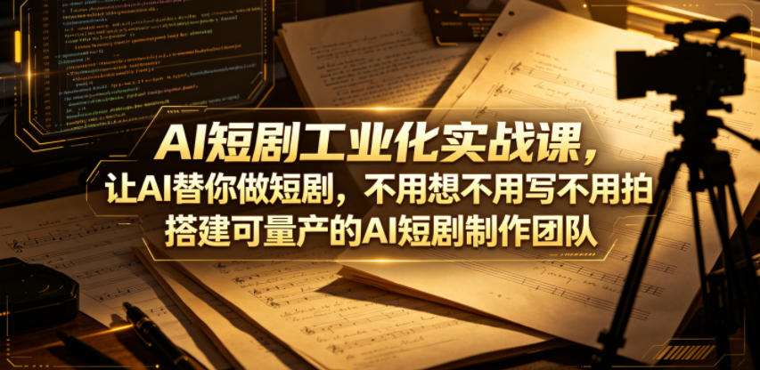 AI短剧工业化实战课,让AI替你做短剧,不用想不用写不用拍,搭建可量产的AI短剧制作团队-副业网