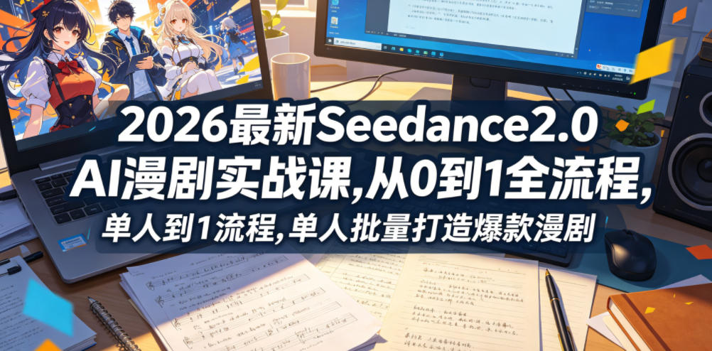 2026最新Seedance2.0 AI漫剧实战课,,从0到1全流程,单人批量打造爆款漫剧-副业网
