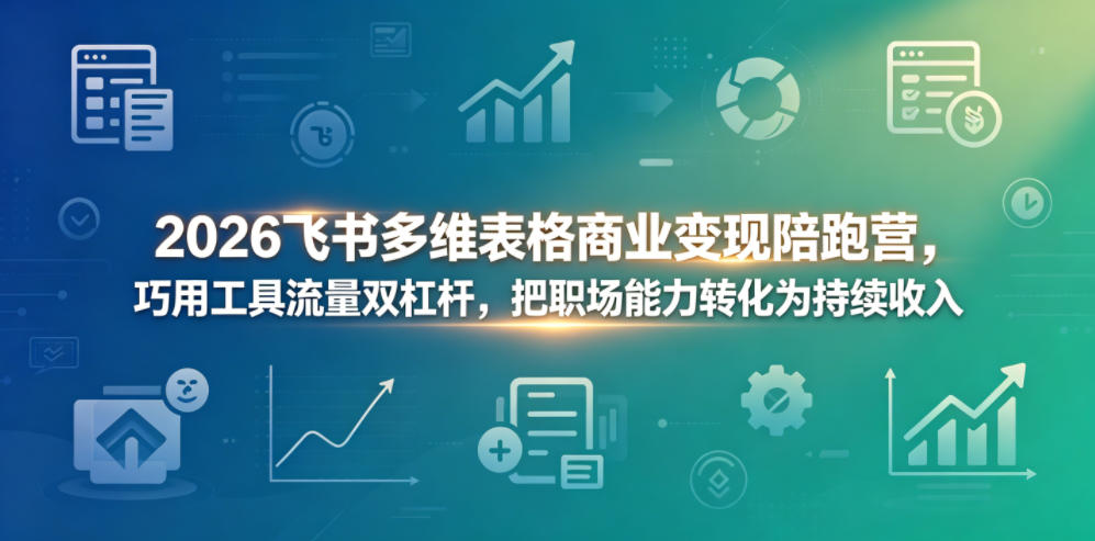 2026飞书多维表格商业变现陪跑营,巧用工具流量双杠杆,把职场能力转化为持续收入-副业网