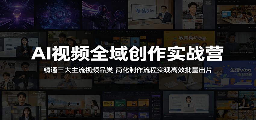 AI视频全域创作实战营:精通三大主流视频品类,简化制作流程实现高效批量出片-副业网