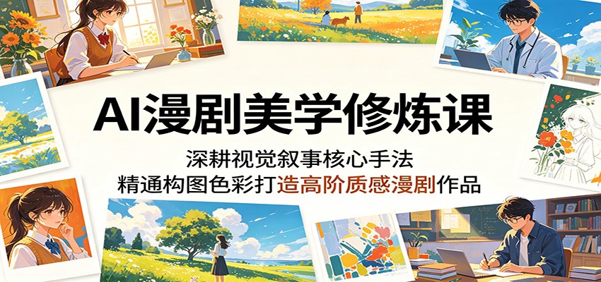AI漫剧美学修炼课:深耕视觉叙事核心手法,精通构图色彩打造高阶质感漫剧作品-副业网