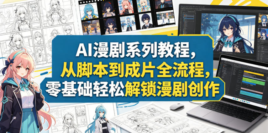 AI漫剧系列教程,从脚本到成片全流程,零基础轻松解锁漫剧创作-副业网