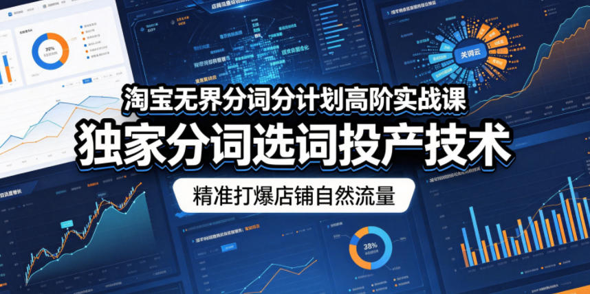 淘宝无界分词分计划高阶实战课，独家分词选词投产技术，精准打爆店铺自然流量-副业网