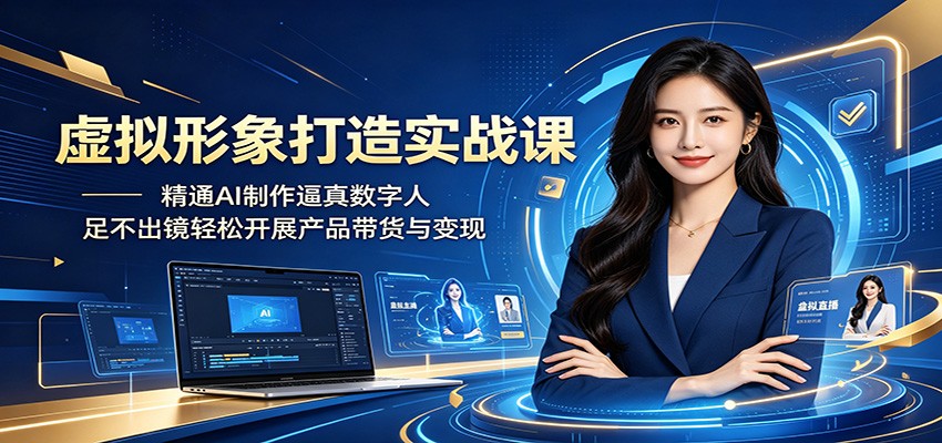 虚拟形象打造实战课:精通AI制作逼真数字人,足不出镜轻松开展产品带货与变现-副业网