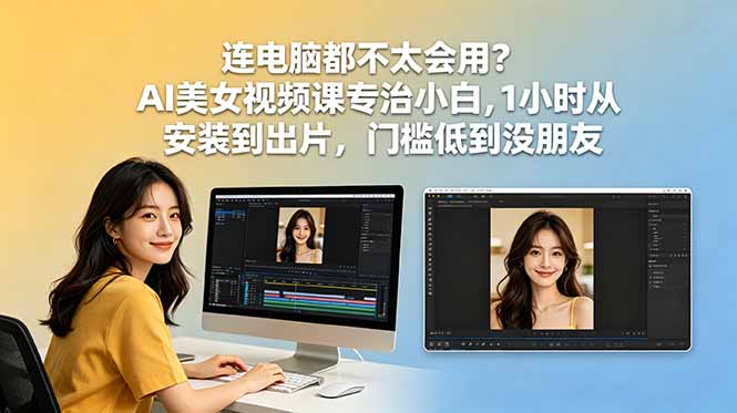 连电脑都不太会用？AI美女视频课专治小白，1小时从安装到出片，门槛低到没朋友-副业网