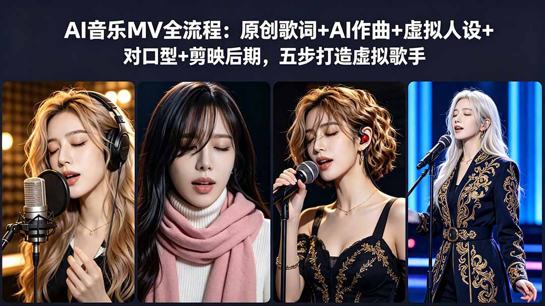 AI音乐MV全流程：原创歌词+AI作曲+虚拟人设+对口型+剪映后期，五步打造虚拟歌手-副业网