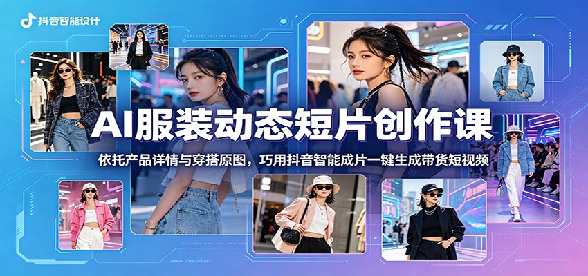 AI服装动态短片创作课:依托产品详情与穿搭原图,巧用抖音智能成片一键生成带货短视频-副业网