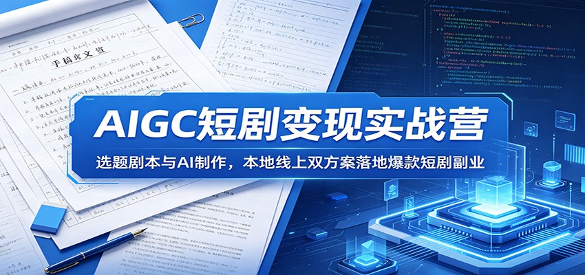 AIGC短剧变现实战营：选题剧本与AI制作，本地线上双方案落地爆款短剧副业-副业网