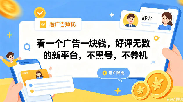 看一个广告一块钱，好评无数的新平台，不黑号，不养机，一撸几十块钱还是不错的【揭秘】-副业网