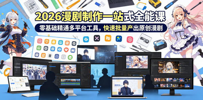 2026 AI漫剧制作一站式全能课，零基础精通多平台工具，快速批量产出原创漫剧-副业网