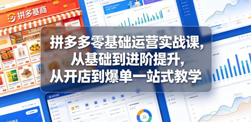 拼多多零基础运营实战课，从基础到进阶提升，从开店到爆单一站式教学-副业网