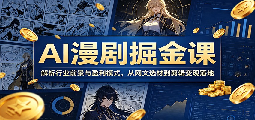 AI漫剧掘金课：解析行业前景与盈利模式，从网文选材到剪辑变现落地-副业网