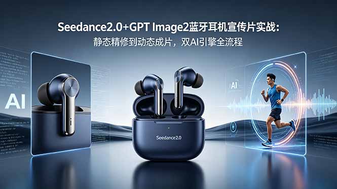 Seedance2.0+GPT Image2蓝牙耳机宣传片实战：静态精修到动态成片，双AI引擎全流程-副业网