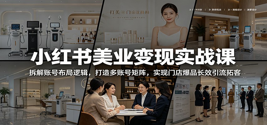 小红书美业变现实战课:拆解账号布局逻辑,打造多账号矩阵,实现门店爆品长效引流拓客-副业网
