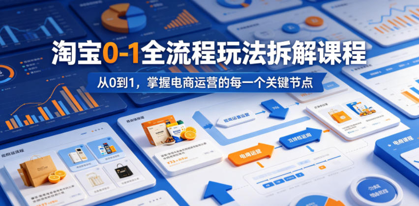 淘宝0-1全流程玩法拆解课程，从0到1，掌握电商运营的每一个关键节点-副业网